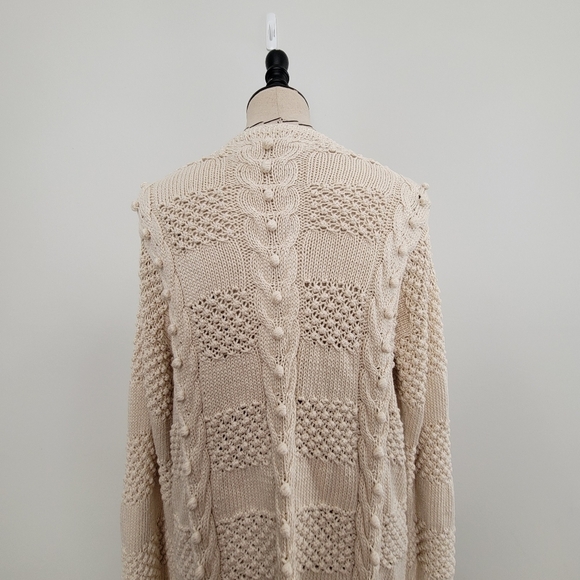 Deirdre McGuire Pima Cotton Bouncle Knit Long cream Cardigan - Picture 5 of 9